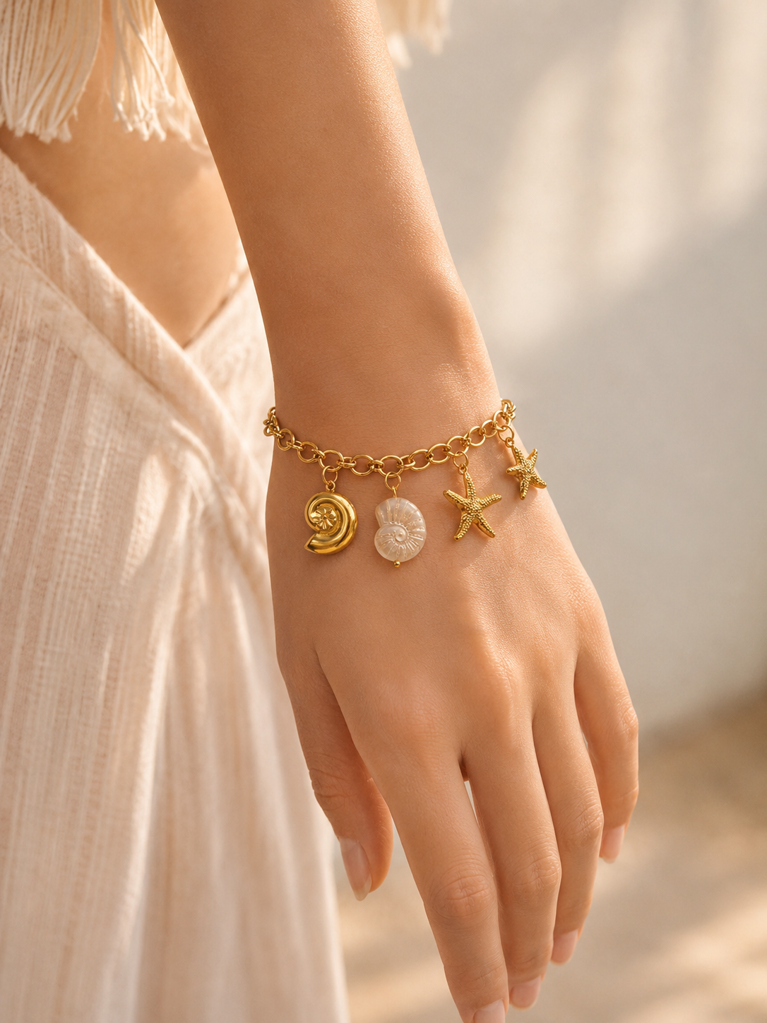 Seastar Shell Charm Bracelet