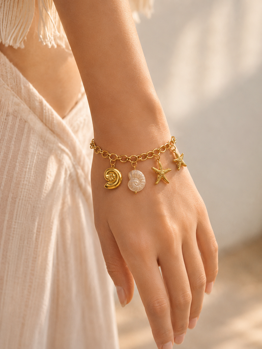 Seastar Shell Charm Bracelet