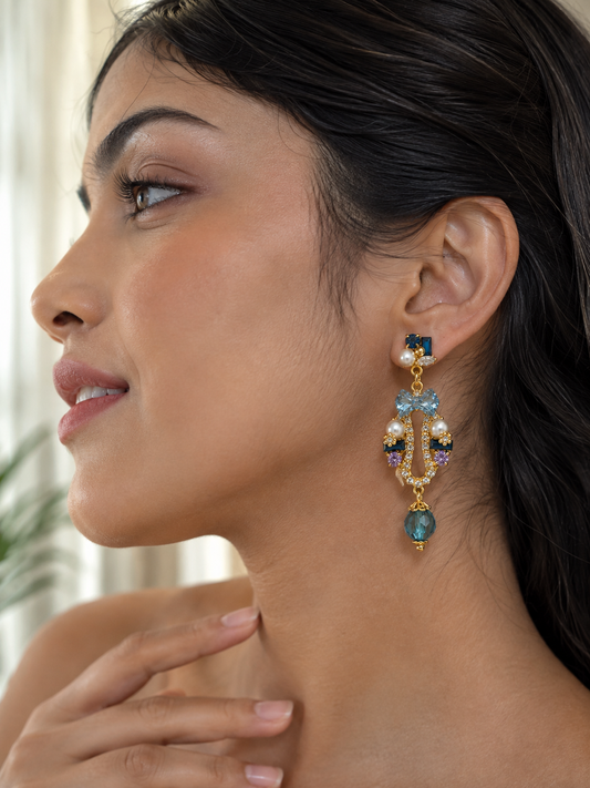 Elegant Blue Crystal Drop Earrings