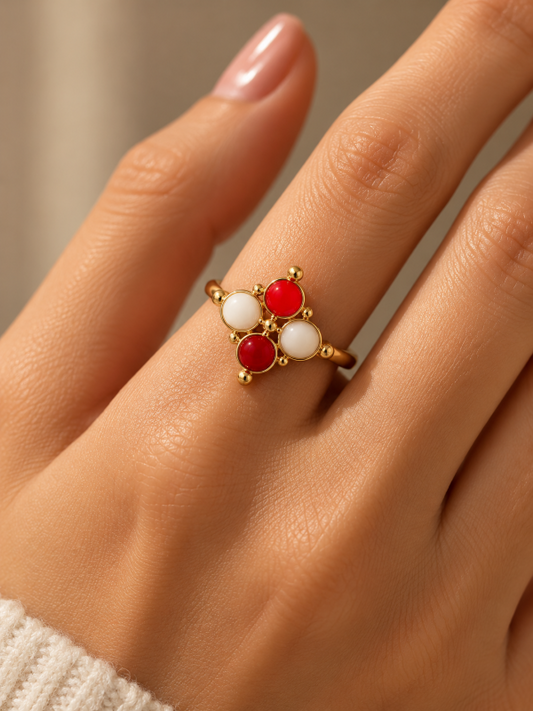 Ruby Ivory Clover Ring