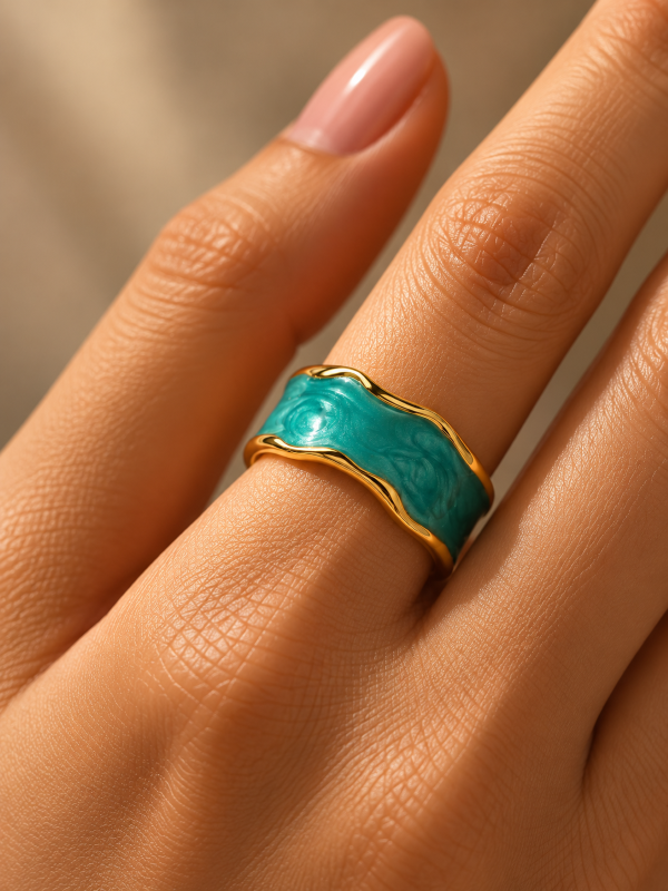 Turquoise Wave Band Ring