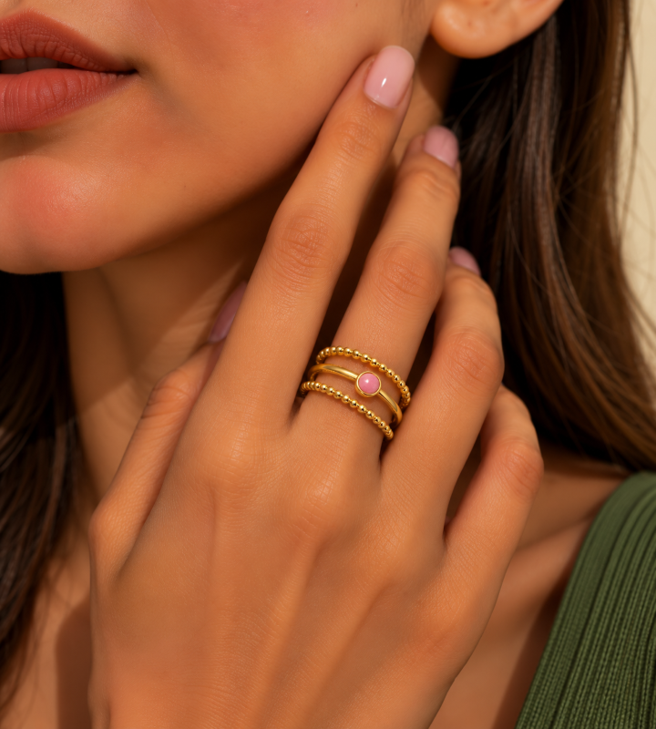Blush Pink Triple Band Ring