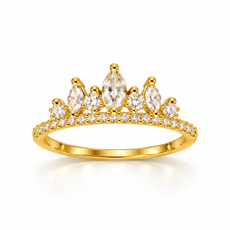 Crystal Crown Adjustable Ring