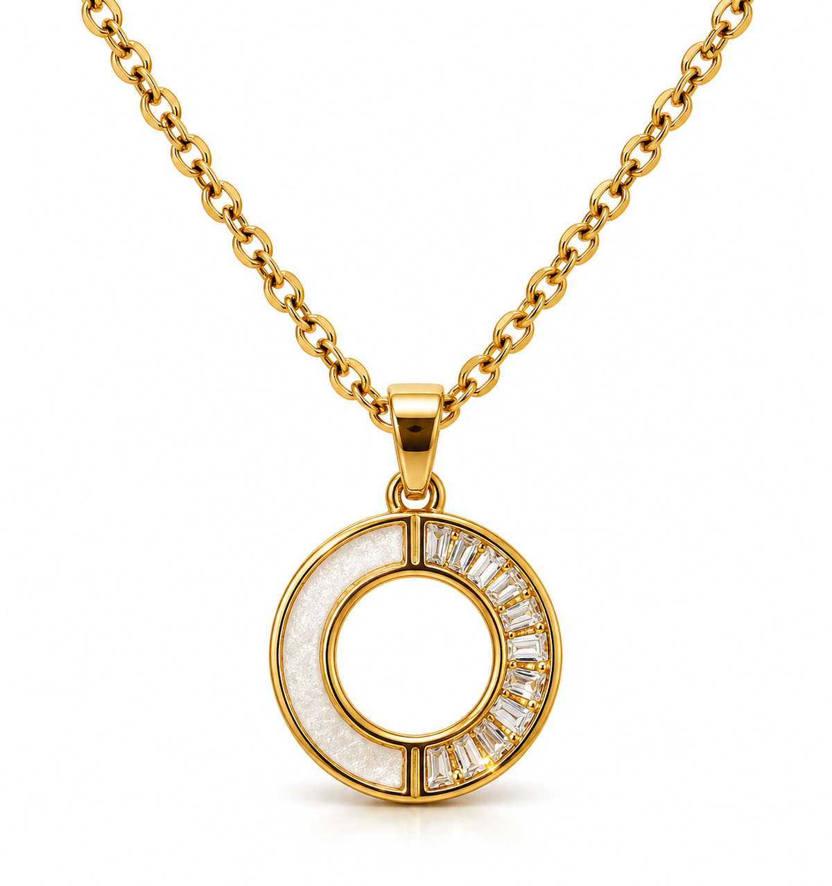 Crystal Circle Pendant Necklace