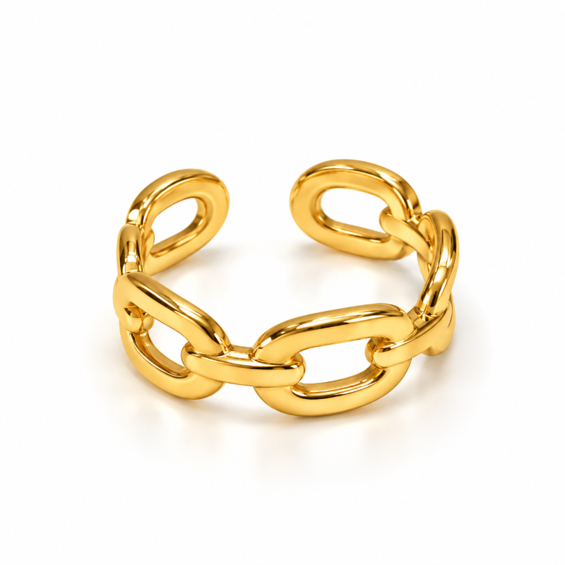 Golden Link Chain Ring