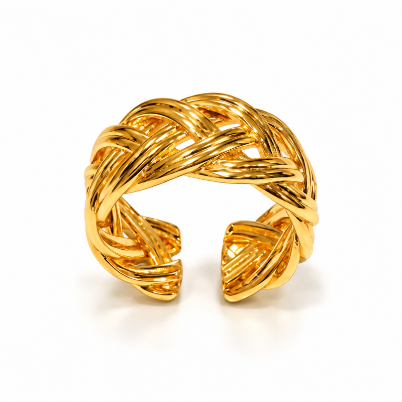 Golden Woven Statement Ring
