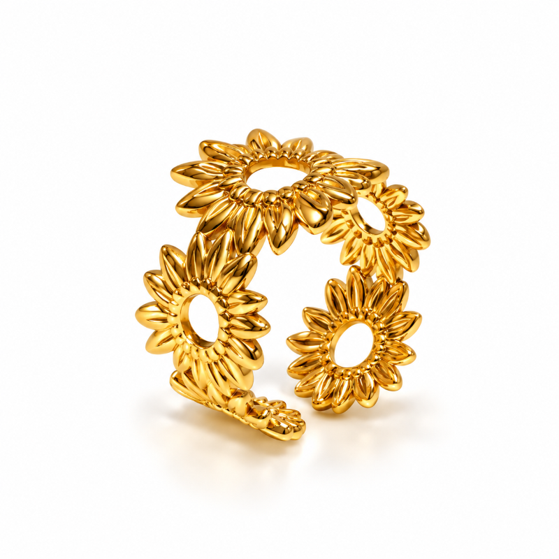 Golden Sunflower Statement Ring
