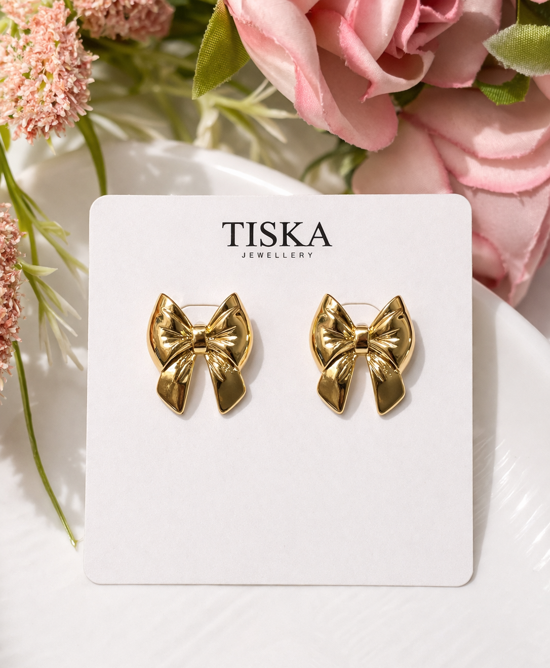 Golden Bow Statement Earrings (Anti tarnish)