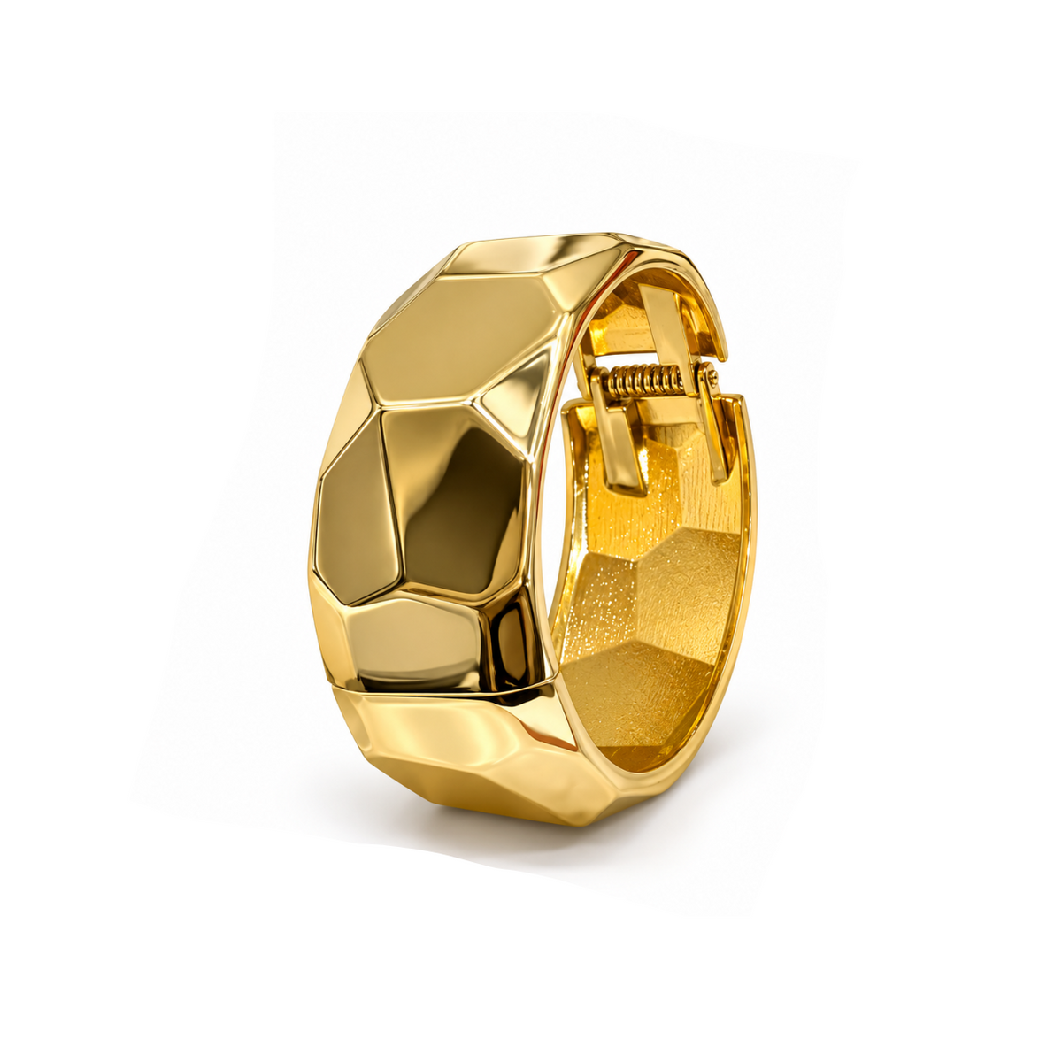 Gold Faceted Cuff Bracelet (Anti-Tarnish)