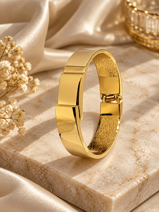 Gold Hinged Cuff Bracelet (Anti-Tarnish) | small to medium wrists.