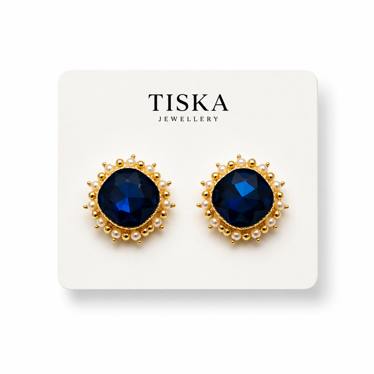 Midnight Pearl Halo Stud Earrings