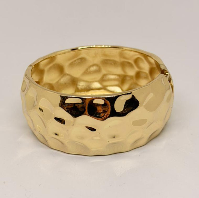 Gold Hammered Cuff Bracelet (Anti-Tarnish)