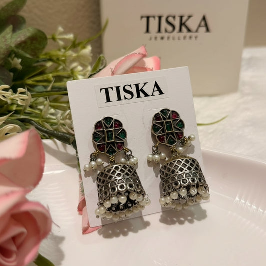Royal Pearl Jhumka Statement Earrings