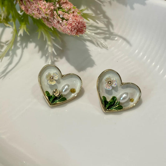 Blooming Heart Garden Stud Earrings