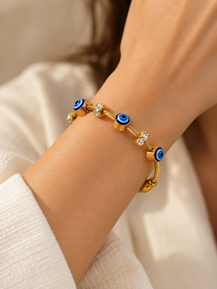 Evil Eye Charm Gold Bracelet