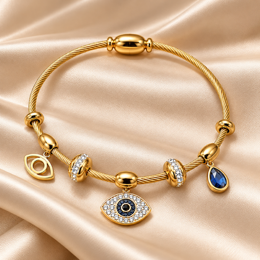 Celeste Evil Eye Gold Charm Bracelet (Anti Tarnish)