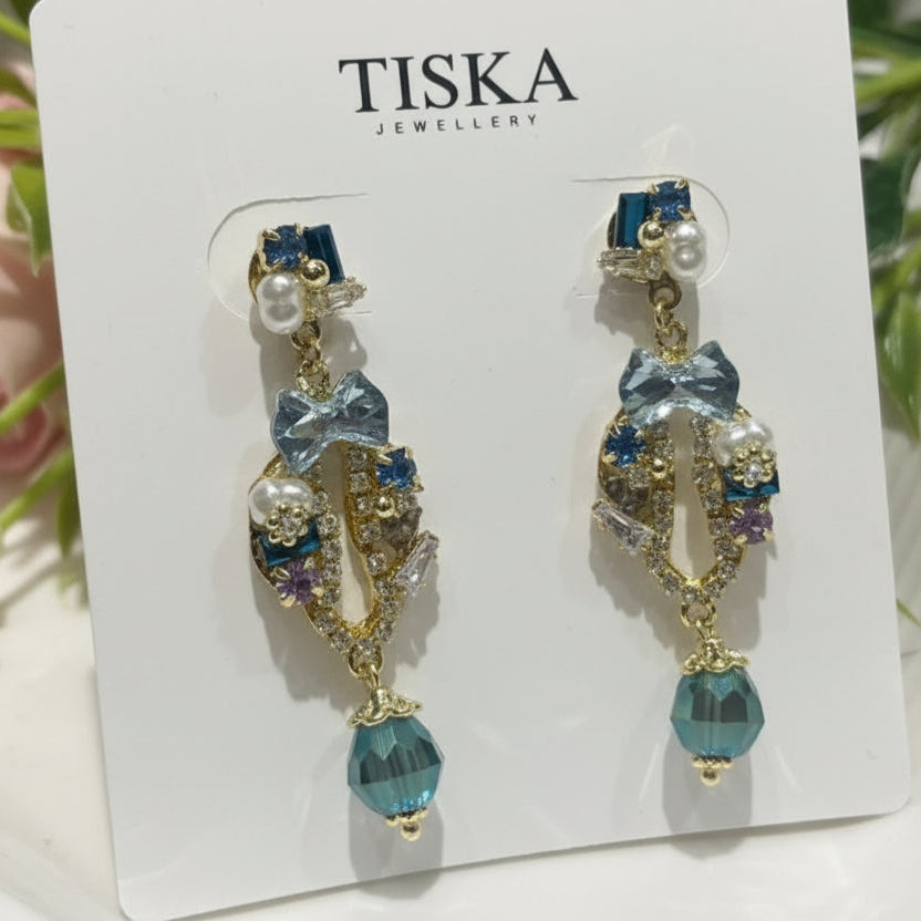 Elegant Blue Crystal Drop Earrings