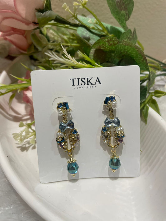 Elegant Blue Crystal Drop Earrings