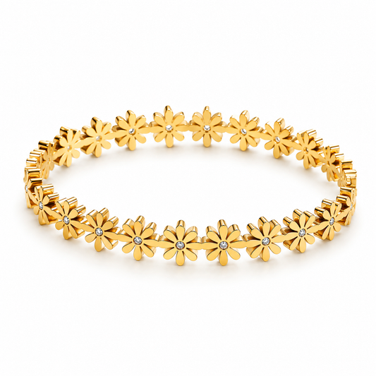 Daisy Bloom Gold Bracelet (Anti tarnish) | Stainless Steel