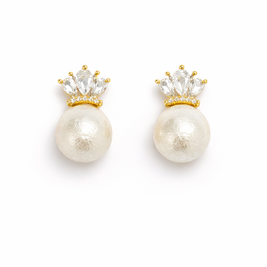 Pearl Crown Luxe Stud Earrings