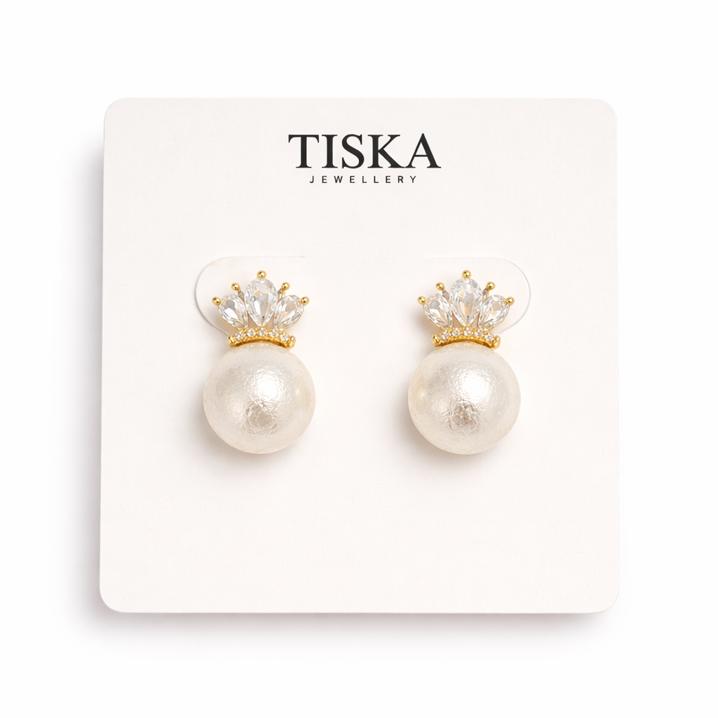 Pearl Crown Luxe Stud Earrings