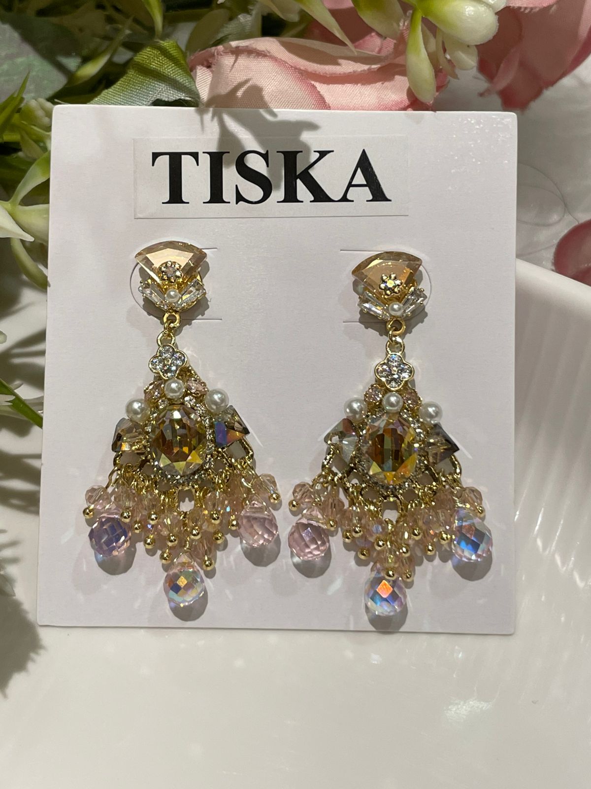 Blush Crystal Chandelier Earrings