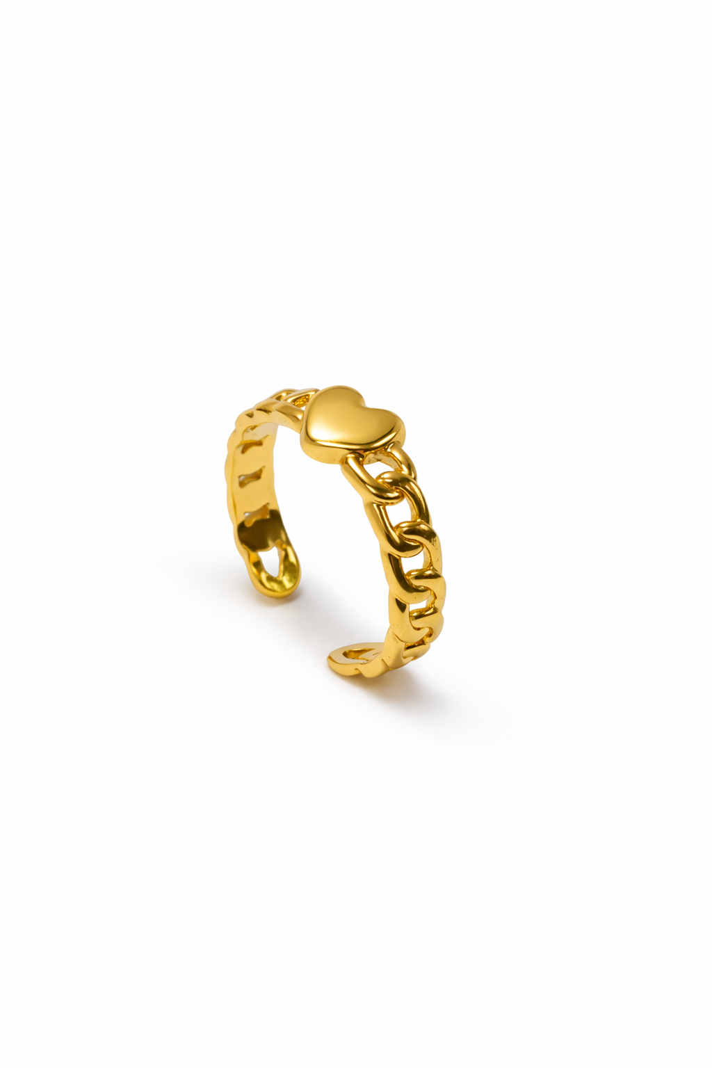 Heart Chain Gold Adjustable Ring