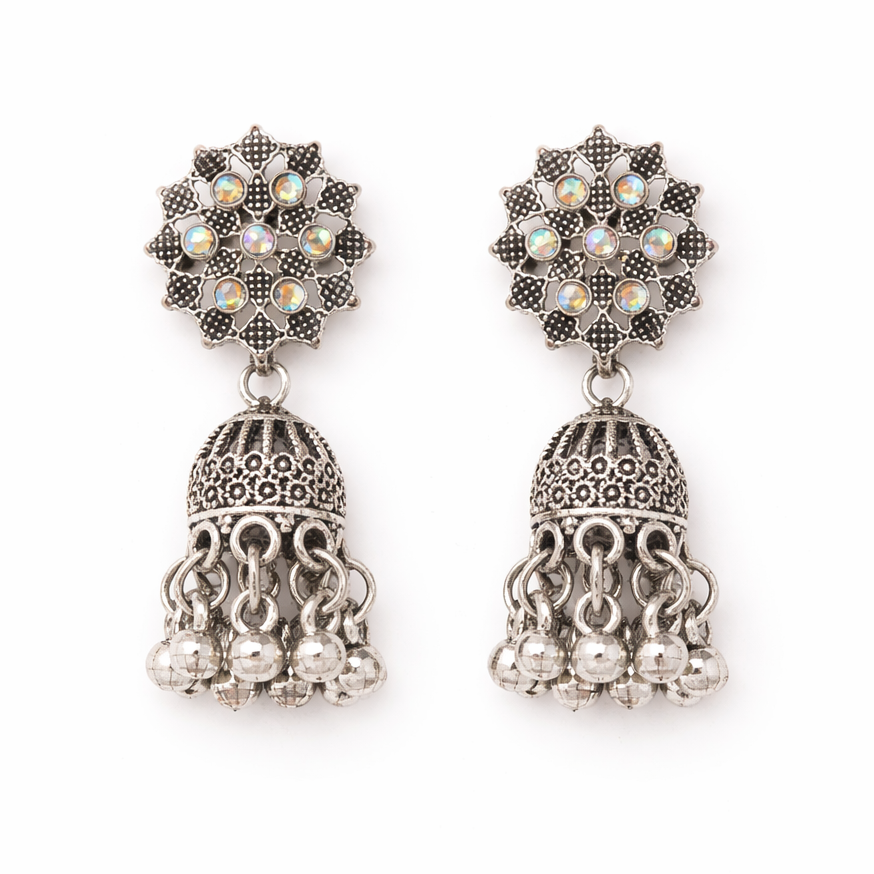 Noor Crystal Jhumka Earrings