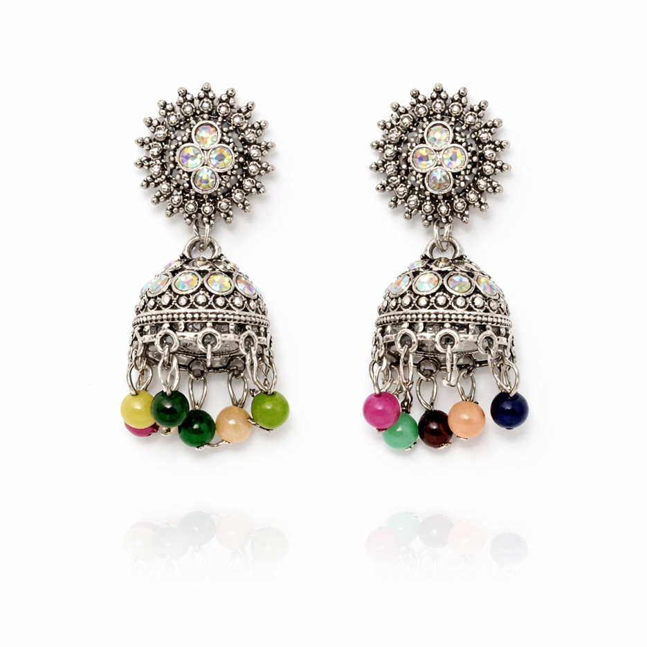Noor Multicolor Crystal Jhumka Earrings