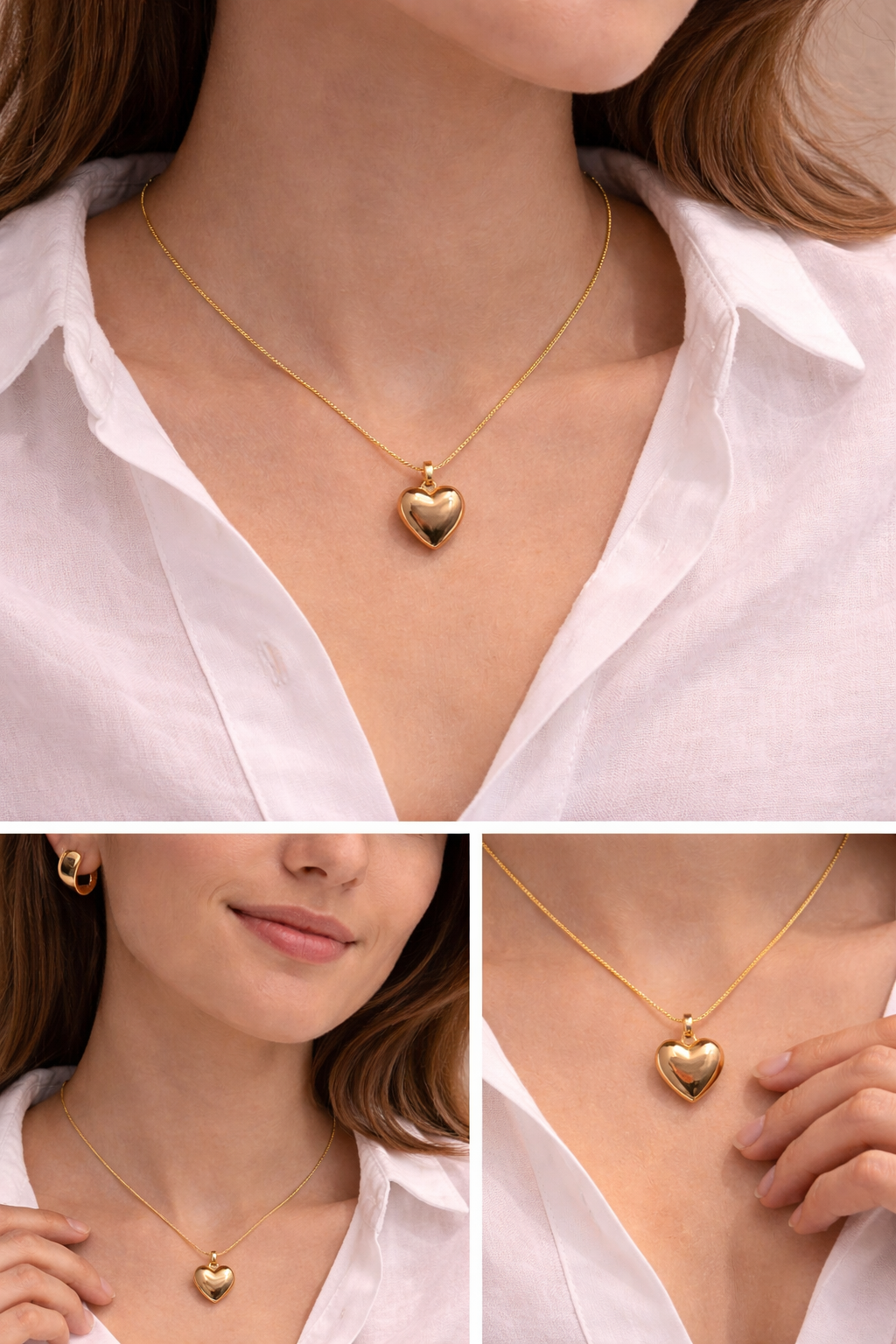 Classic Heart Gold Pendant Necklace (Anti-Tarnish)