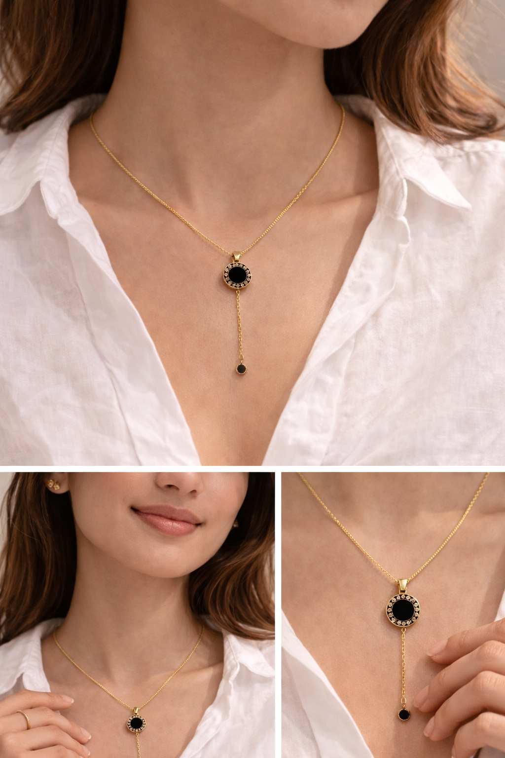 Black Roman Pendant Necklace (Anti-Tarnish)