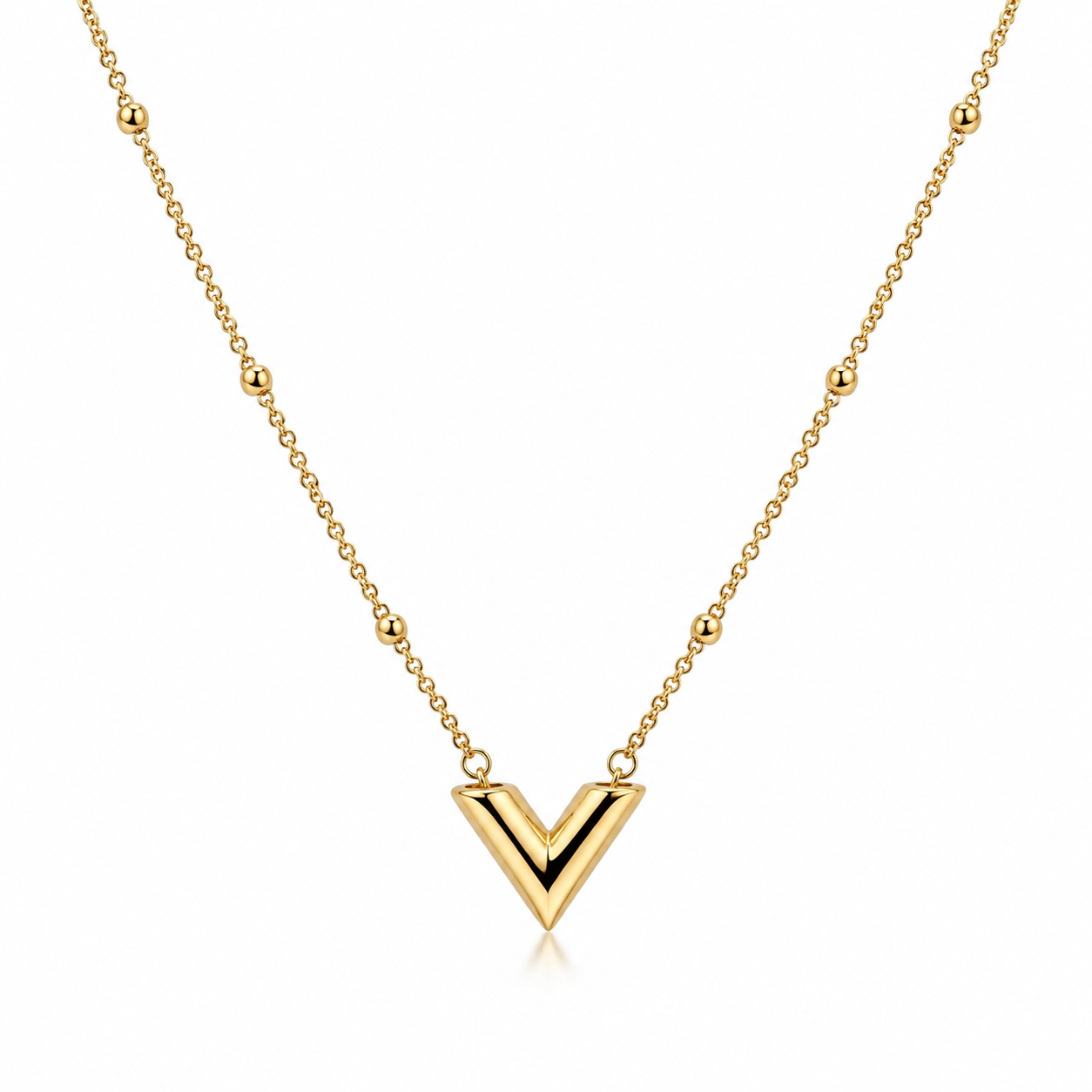 Golden V Charm Necklace