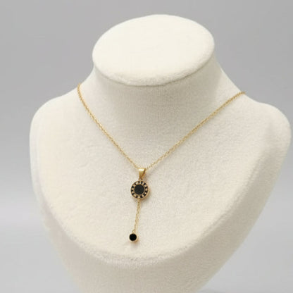 Black Roman Pendant Necklace (Anti-Tarnish)