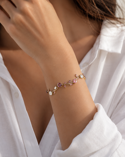 Rosé Vine Crystal Tulip Bracelet