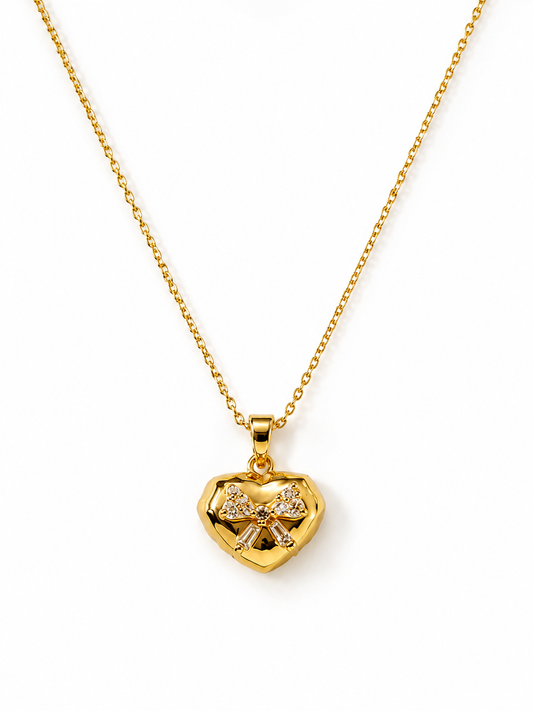 Crystal Bow Charm Necklace
