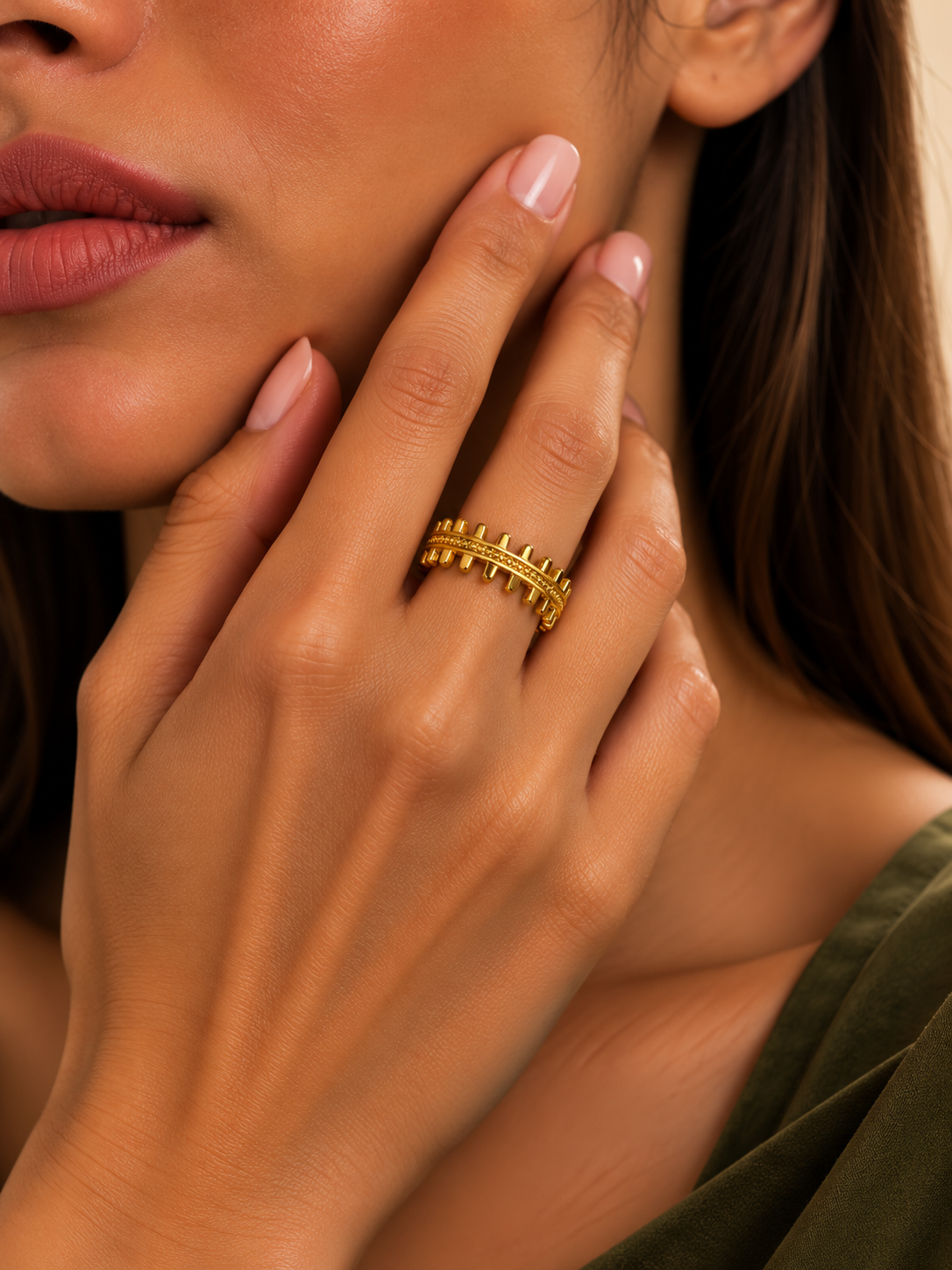 Studded Edge Band Ring (Anti Tarnish)