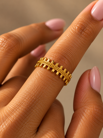 Studded Edge Band Ring (Anti Tarnish)