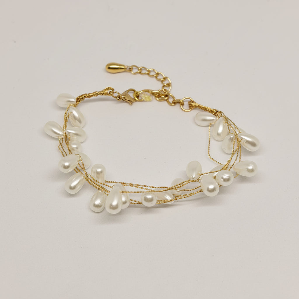 Layered Pearl Drop Bracelet (Anti-Tarnish)