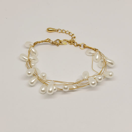 Layered Pearl Drop Bracelet (Anti-Tarnish)