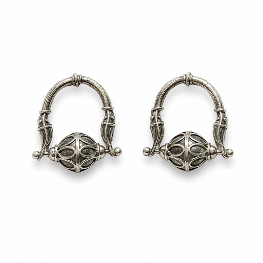 Vintage Tribal Oxidised Hoop Earrings