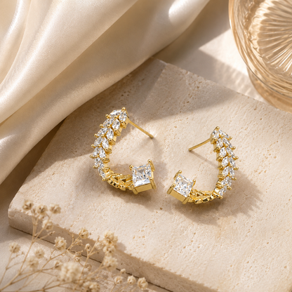 Radiant Crystal Cuff  Earrings