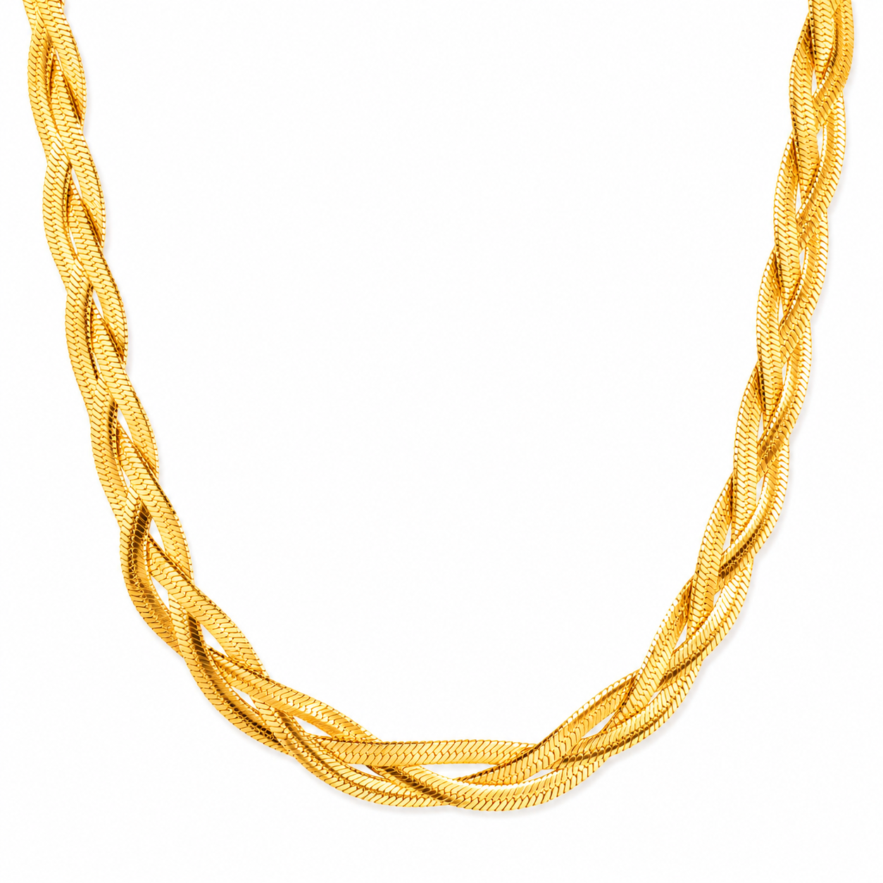 Dual Tone Braided Chain Necklace – Gold Finish | Anti-Tarnish