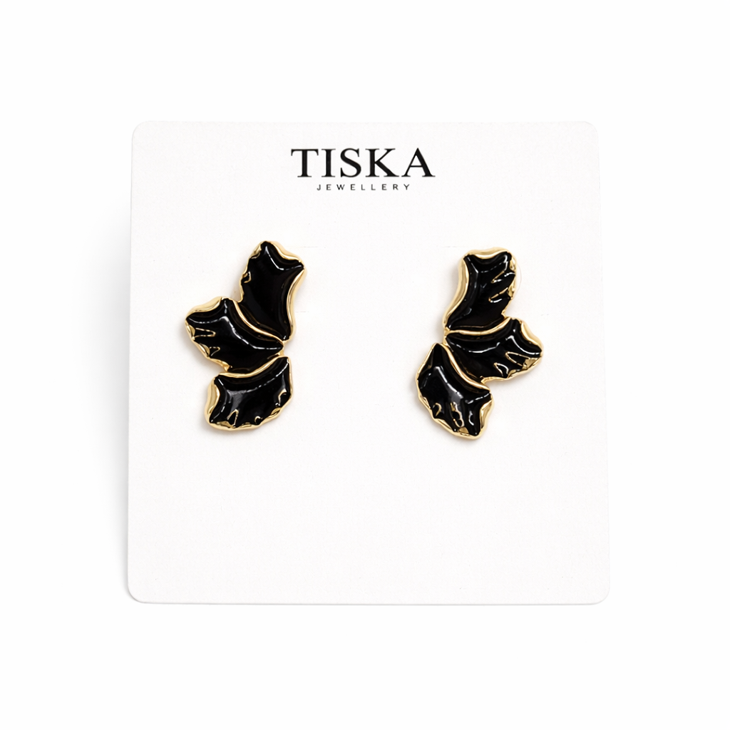Noir Petal Statement Earrings