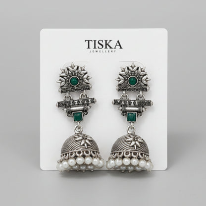 Emerald Antique Jhumka Earrings