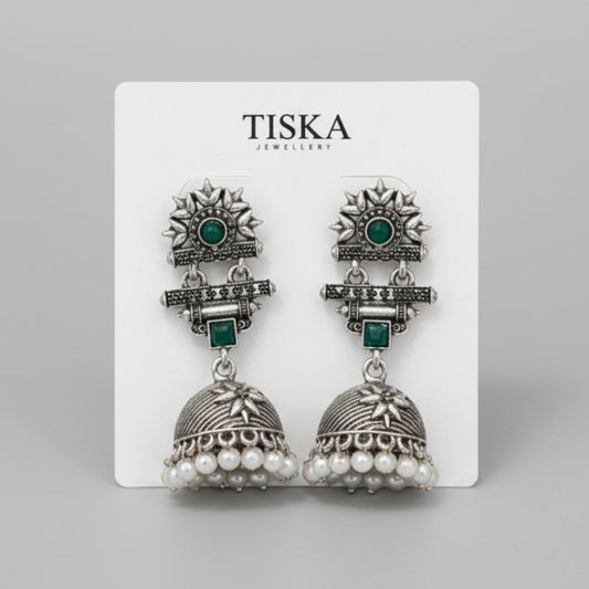 Emerald Antique Jhumka Earrings