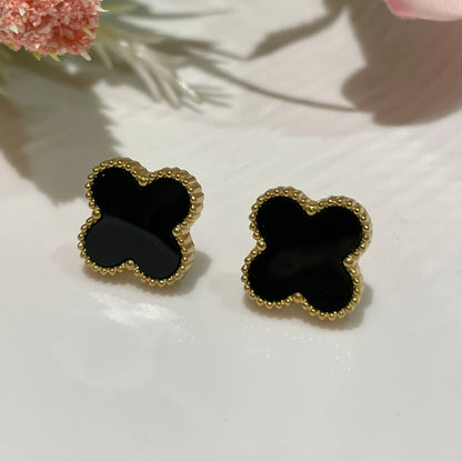 Black Clover Gold Stud Earrings