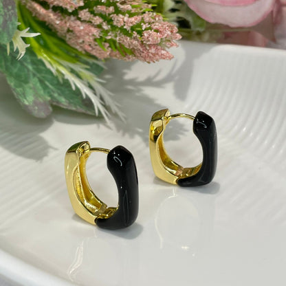 Dual Tone Chunky Hoop Earrings