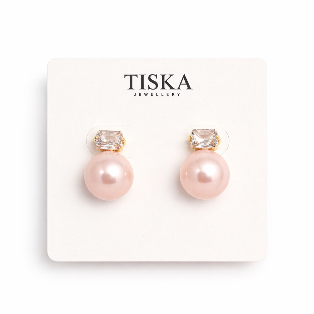 Blush Pearl Crystal Stud Earrings