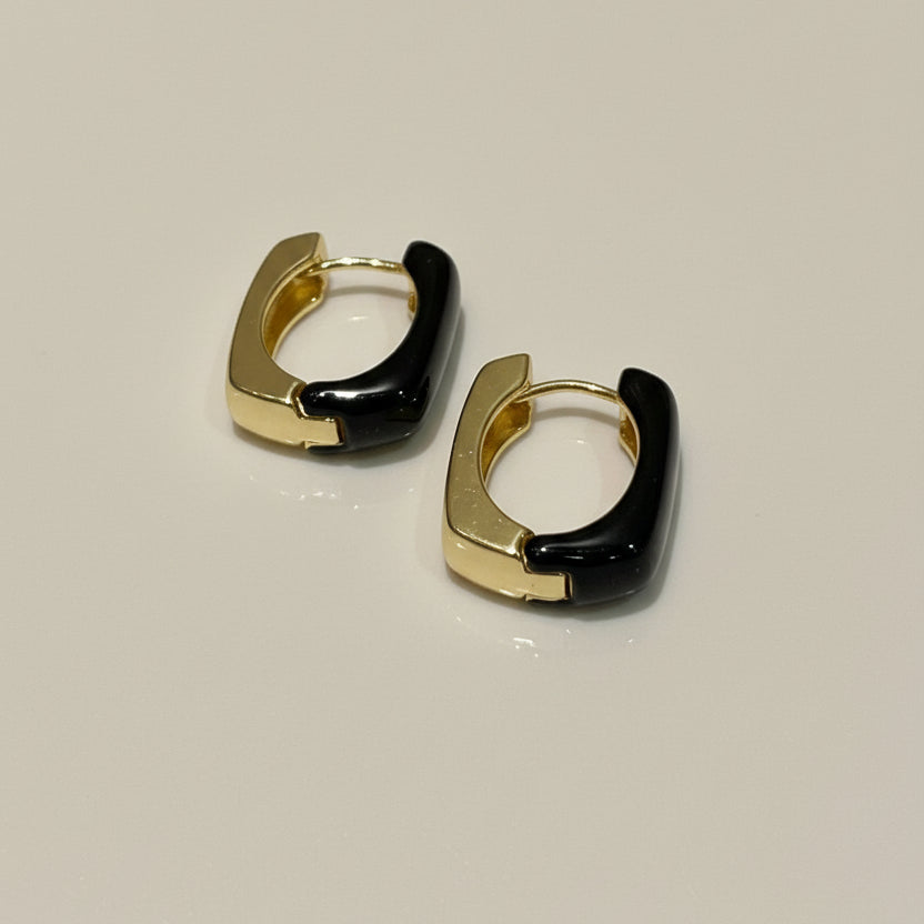 Dual Tone Chunky Hoop Earrings