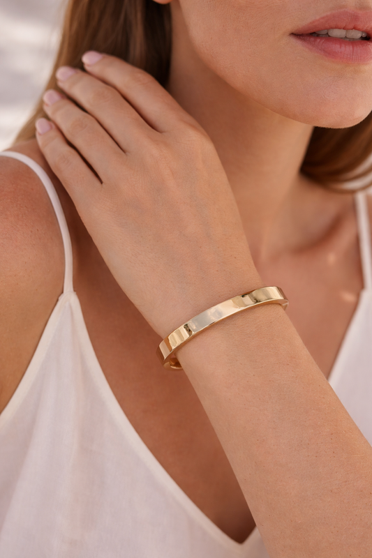 Classic Gold Sleek Cuff Bracelet ( Anti Tarnish)